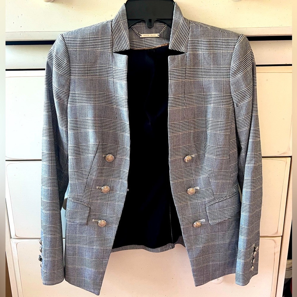 White House Black Marker Grey Blazer